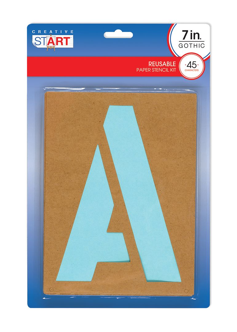 Creative Start Reusable Cardstock Paper Stencil Kit, Block Font, 7", 45 Characters
