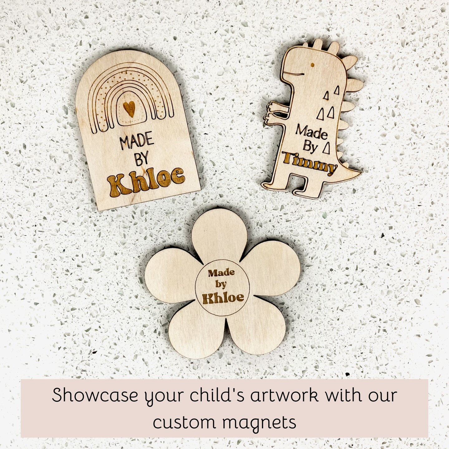 Personalized Kids Artwork Display Fridge Magnet Child Custom Name Art