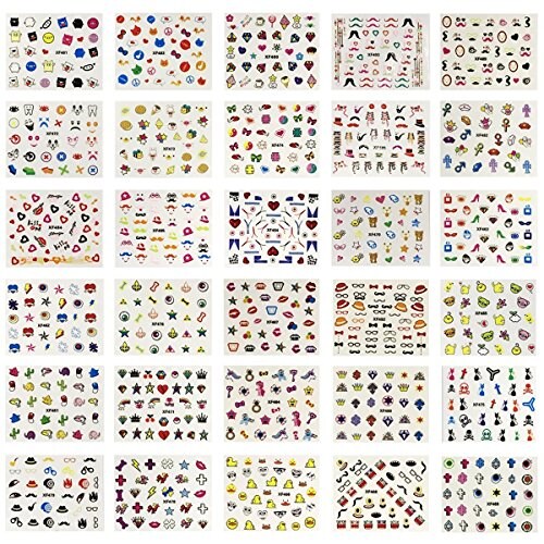 Wrapables 30 Sheets Funky Patterns Nail Art Nail Stickers 3d Nail Decals Nail Art for Children