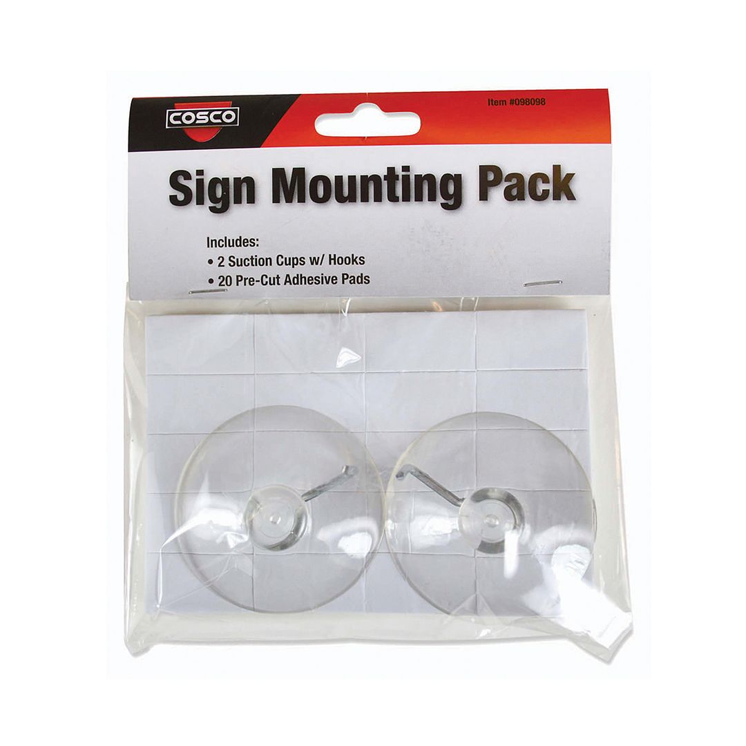 COSCO Sign Accessory Kit, Suction Cup Hangers (2) and Pre-Cut Adhesive Mounting Pads (25)