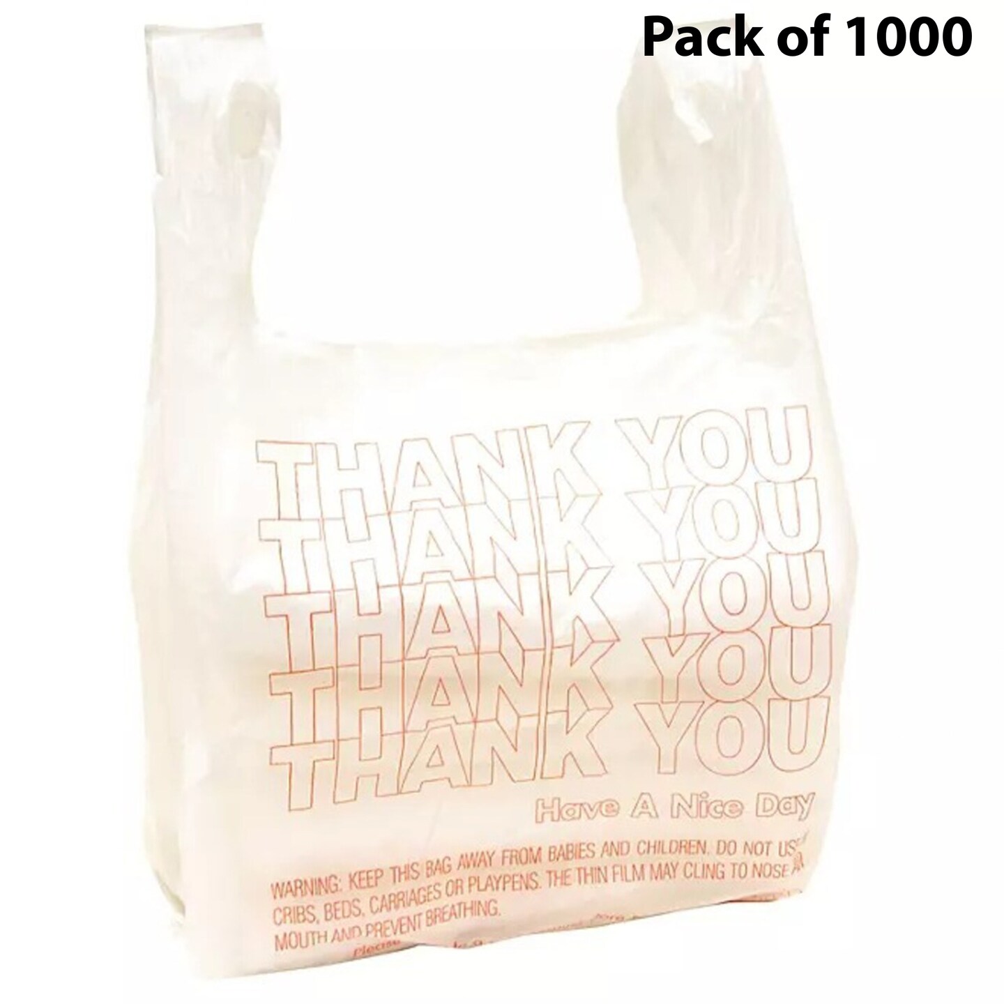 Thank You T-Shirt Bags, 11.5" x 6.5" x 22" - Retail Carry-Out Bags - Eco-Friendly Tote Bags | Raheev®