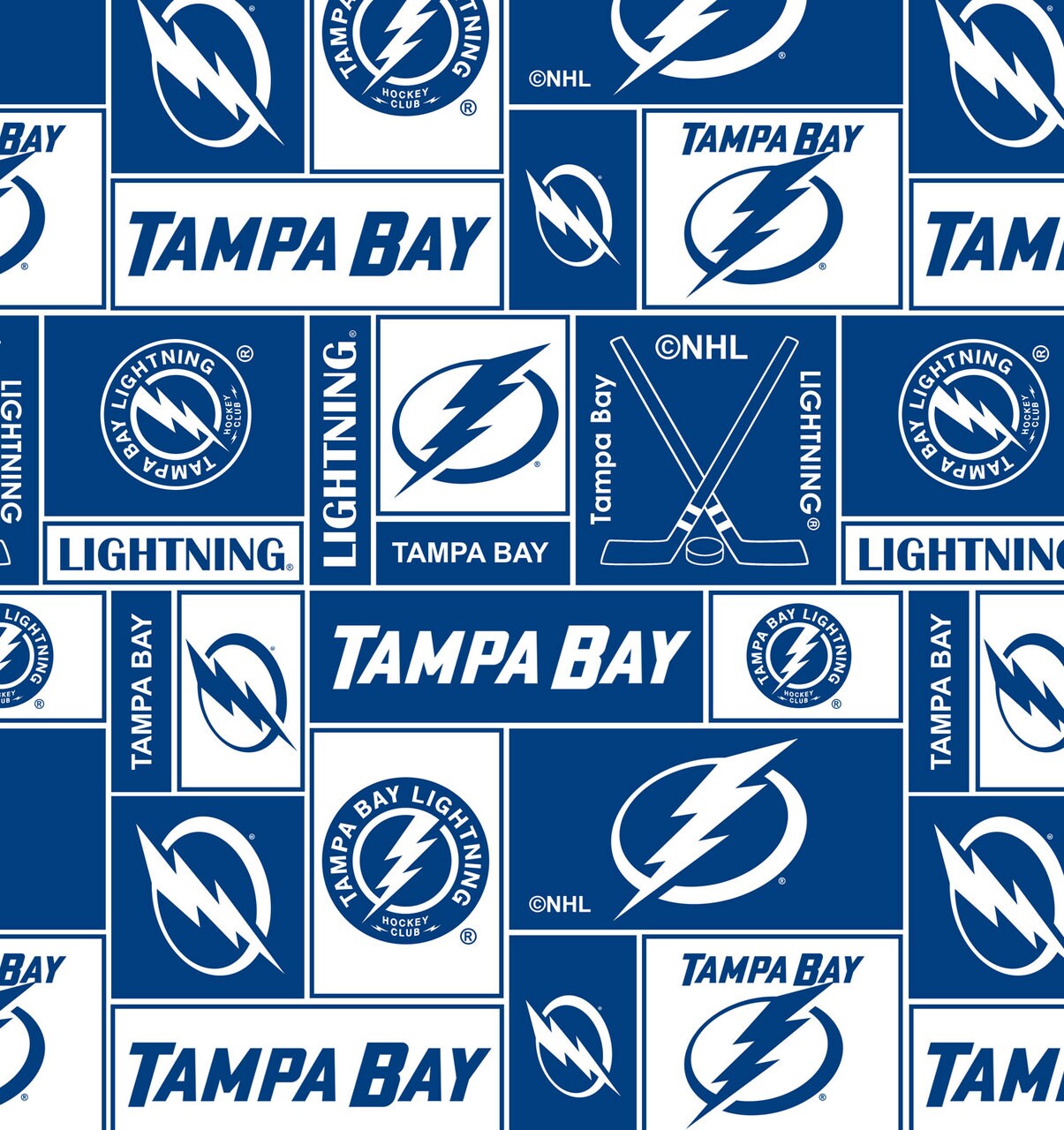Sykel Enterprises NHL Team Fleece Blanket Fabric-Tampa Bay Lightning Geometric Fleece Fabric