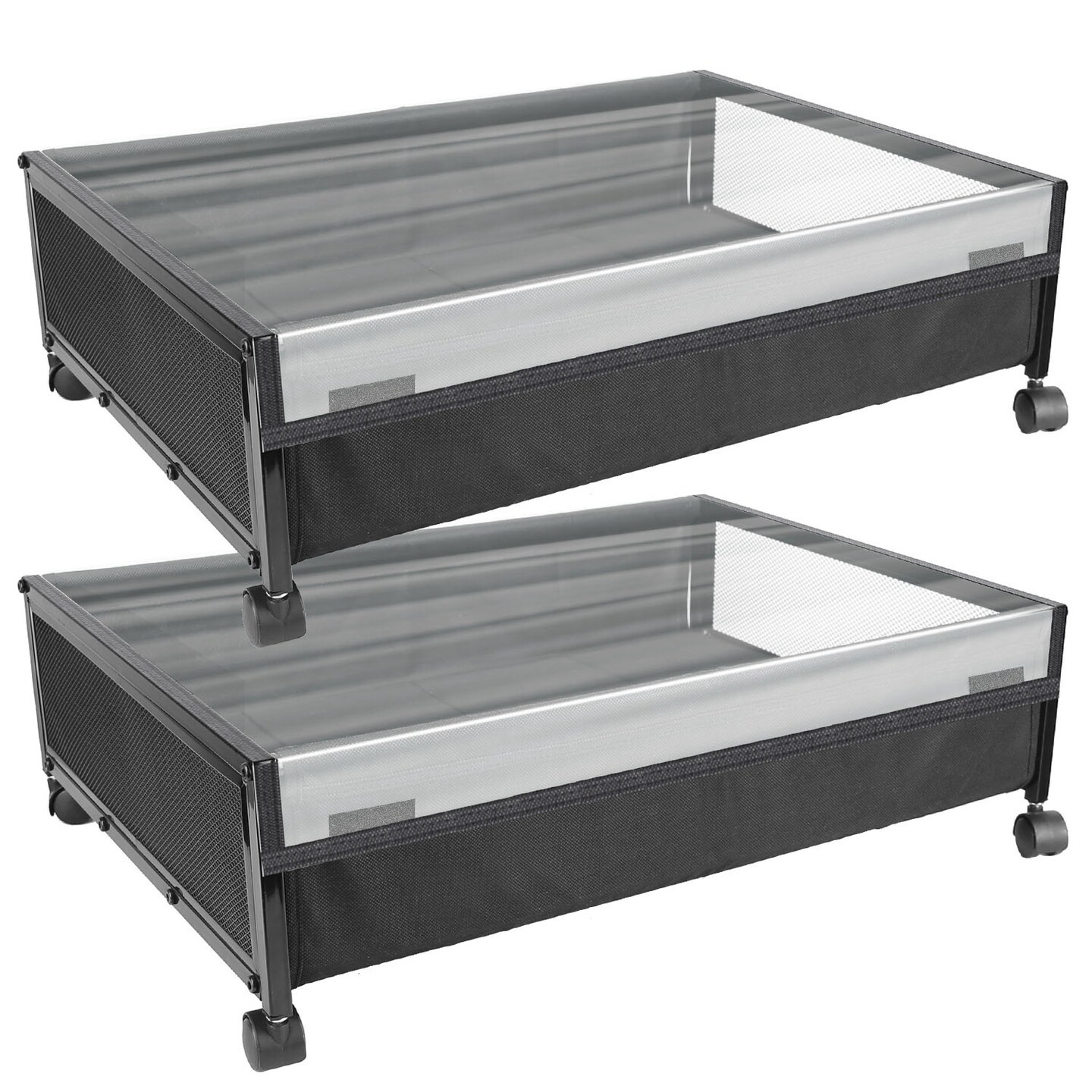 2Pcs Under Bed Storage Containers with 360&#xB0; Rotatable Wheels Visible Dustproof Cover