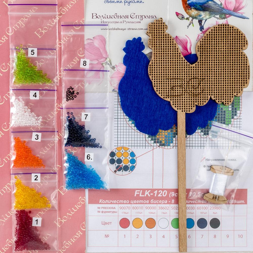 Bead embroidery kit on wood