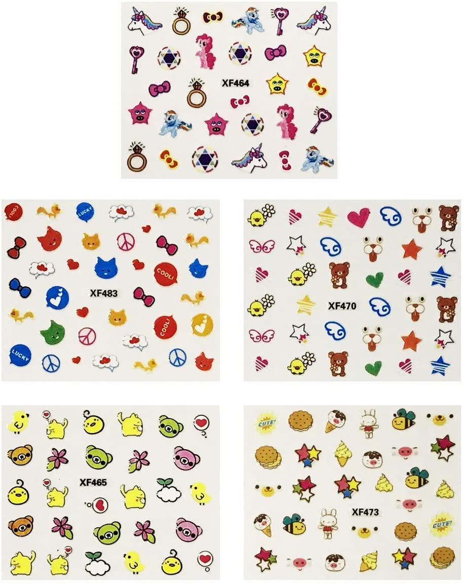 Wrapables Funky Cute Funky Patterns Nail Art Nail Stickers 3d Nail Decals, 10 sheets (300+ nail stickers)