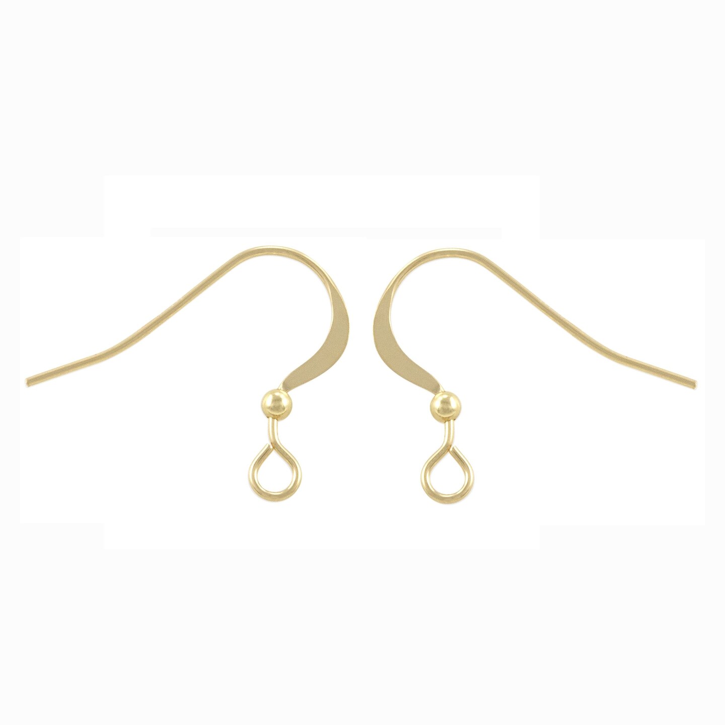 JewelrySupply Gold Filled Flat Fish Hook Earring Wires with2mm Bead (1 Pair  of Gold Filled Earrings)