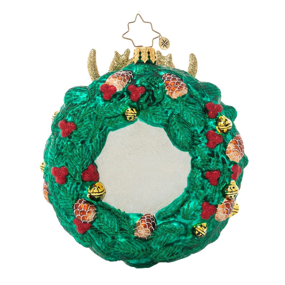 Christopher Radko Rustic Reindeer Wreath Glass Christmas Ornament - Thumbnail 2