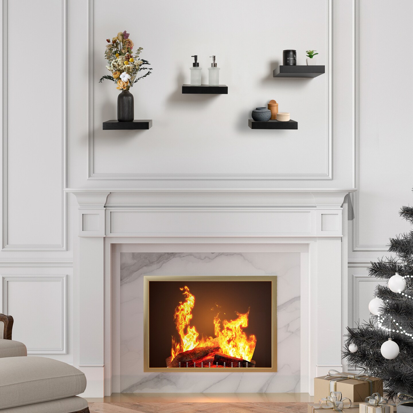 Sorbus 4 Pack 9" Floating Shelves, Wall Shelves for Bedroom, Kitchen, Living Room, Bathroom Shelves Over The Toilet