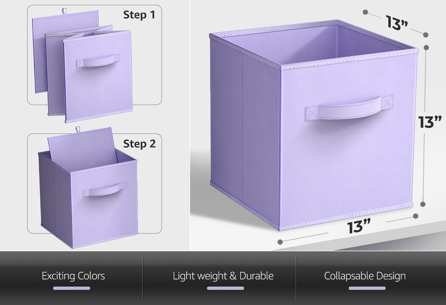 Sorbus 8 Pack 13 Inch Foldable Storage Cubes with Handles- for Organizing Home, Shelves, Nursery, Playroom, Closet and More