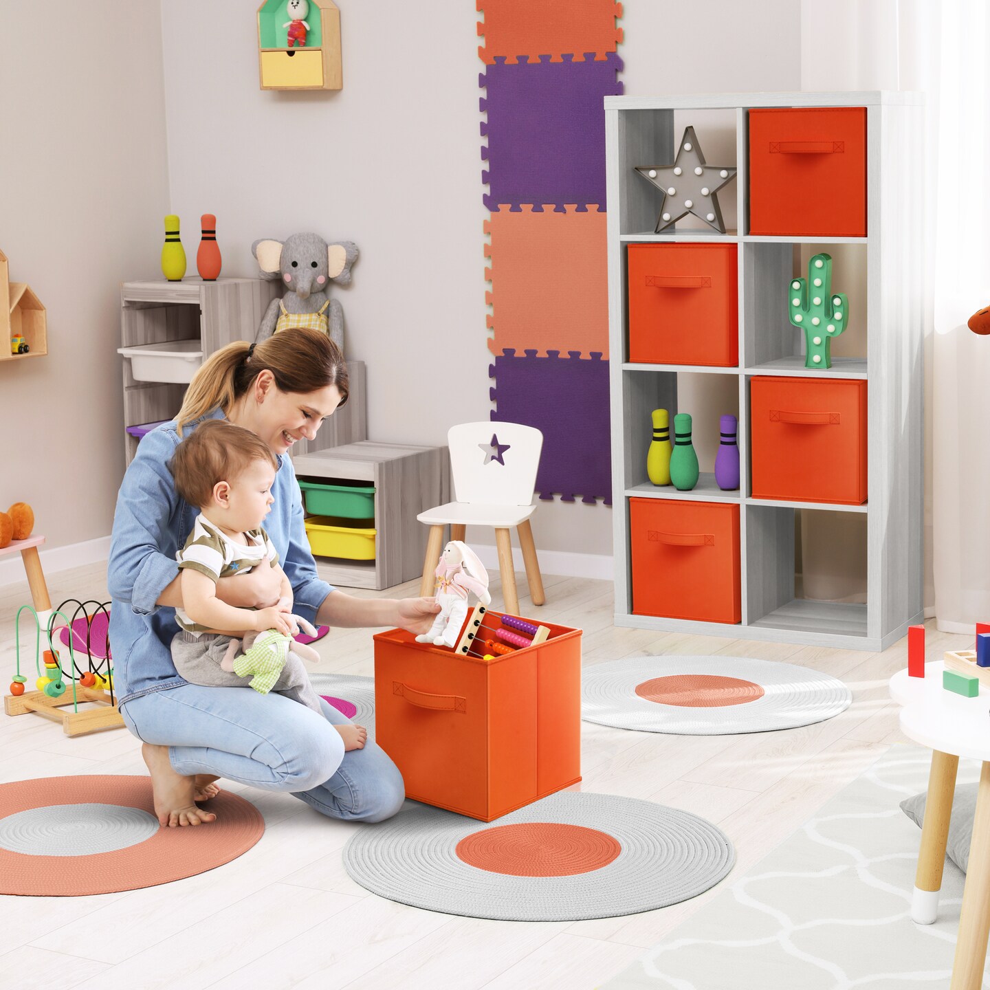 Sorbus 8 Pack 11 Inch Foldable Storage Cubes with Handles- for Organizing Home, Shelves, Nursery, Playroom, Closet and More