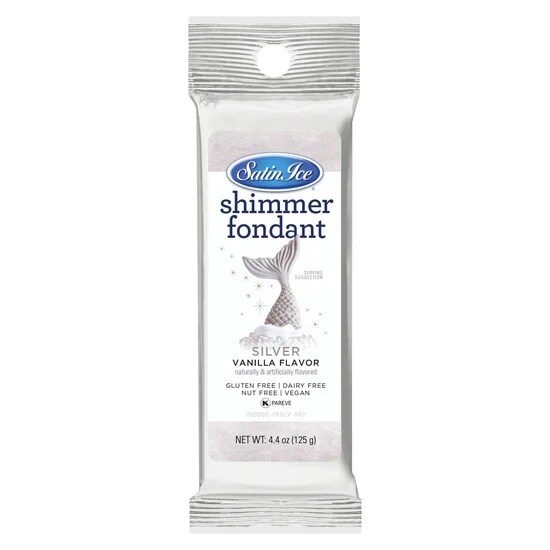 Satin Ice Silver Shimmer Fondant - 4.4oz Foil Package