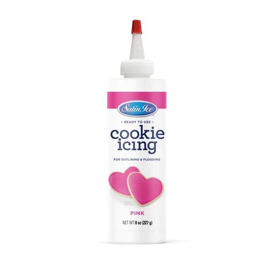 Cookie Icing Satin Ice Royal Icing Ready to Use Bottle Drys Hard 8oz Bottle Pink
