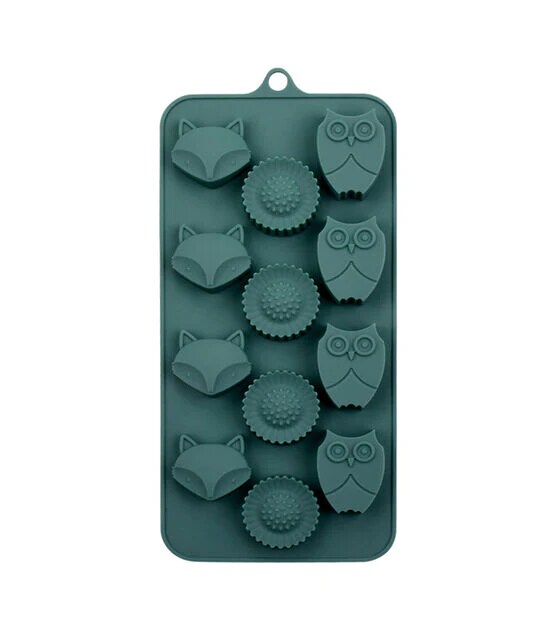 Fall Fox Owl &#x26; Sunflower Candy Mold 12pc for Chocolate Ice