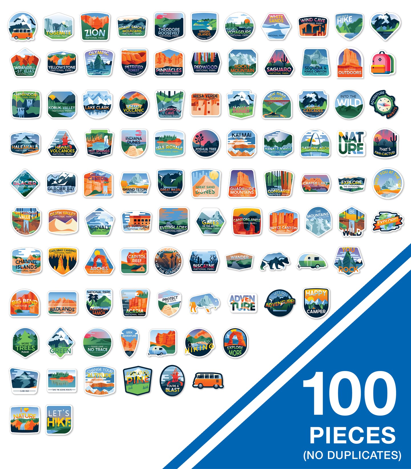 Carson Dellosa 100 Adventure Time Vinyl Stickers, Waterproof Decals for Crafts, Scrapbooking, Water Bottle, Lap Top, Teacher Planner, Phone Case, Luggage, Camp, Travel, and School Supplies