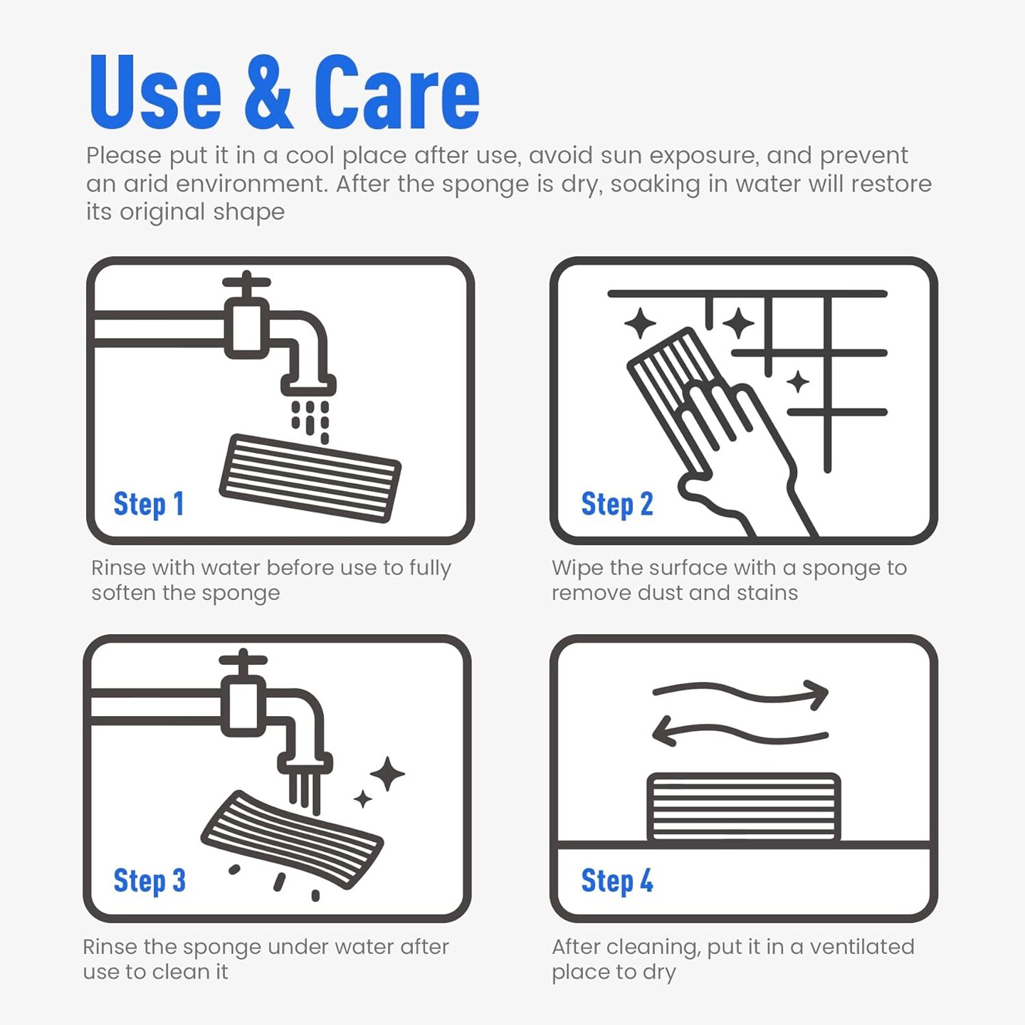 HELIME Dual Guide Multi-Purpose PVA Groove Sponge 2 Piece Set