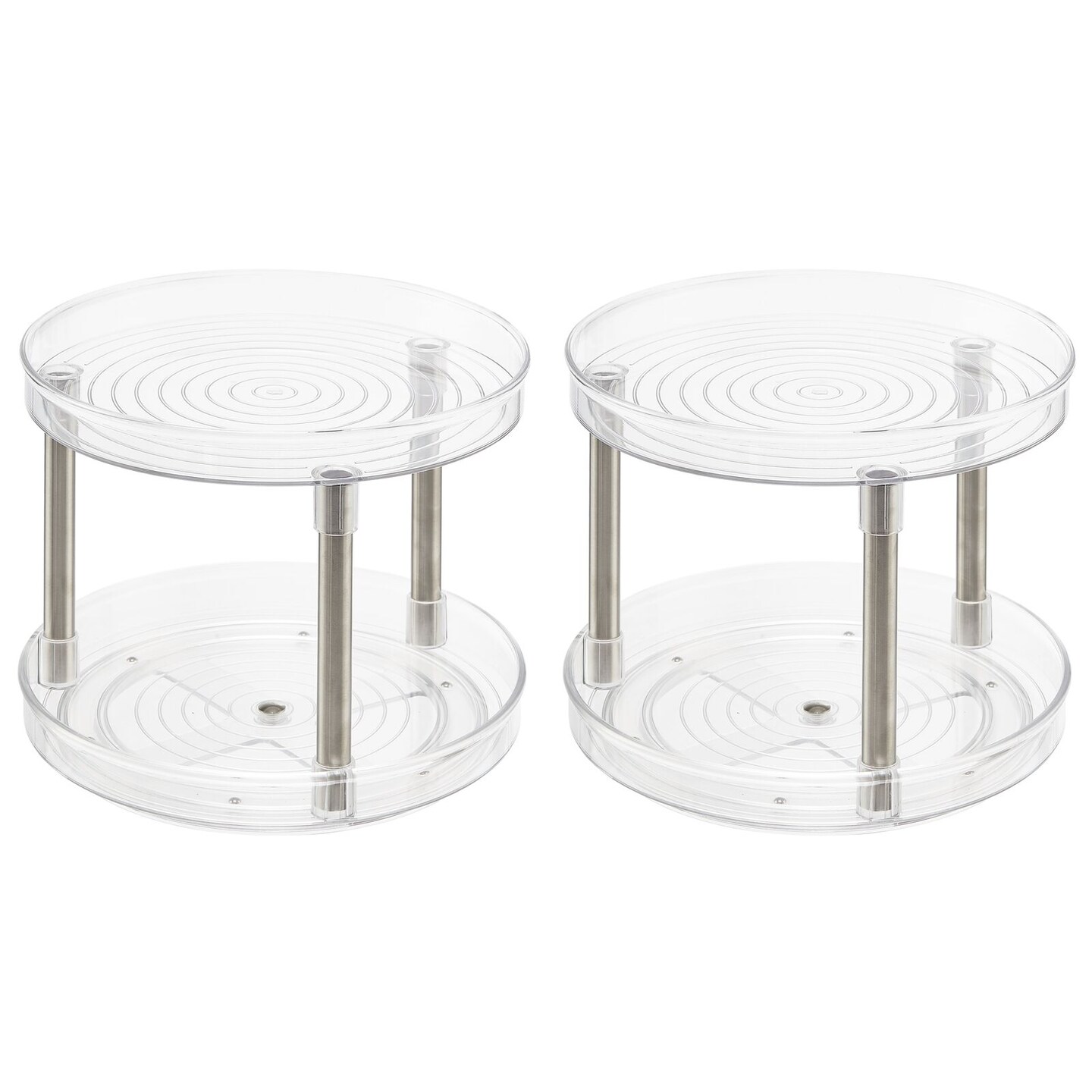 mDesign Spinning 2-Tier Lazy Susan Turntable Bathroom Storage Tower