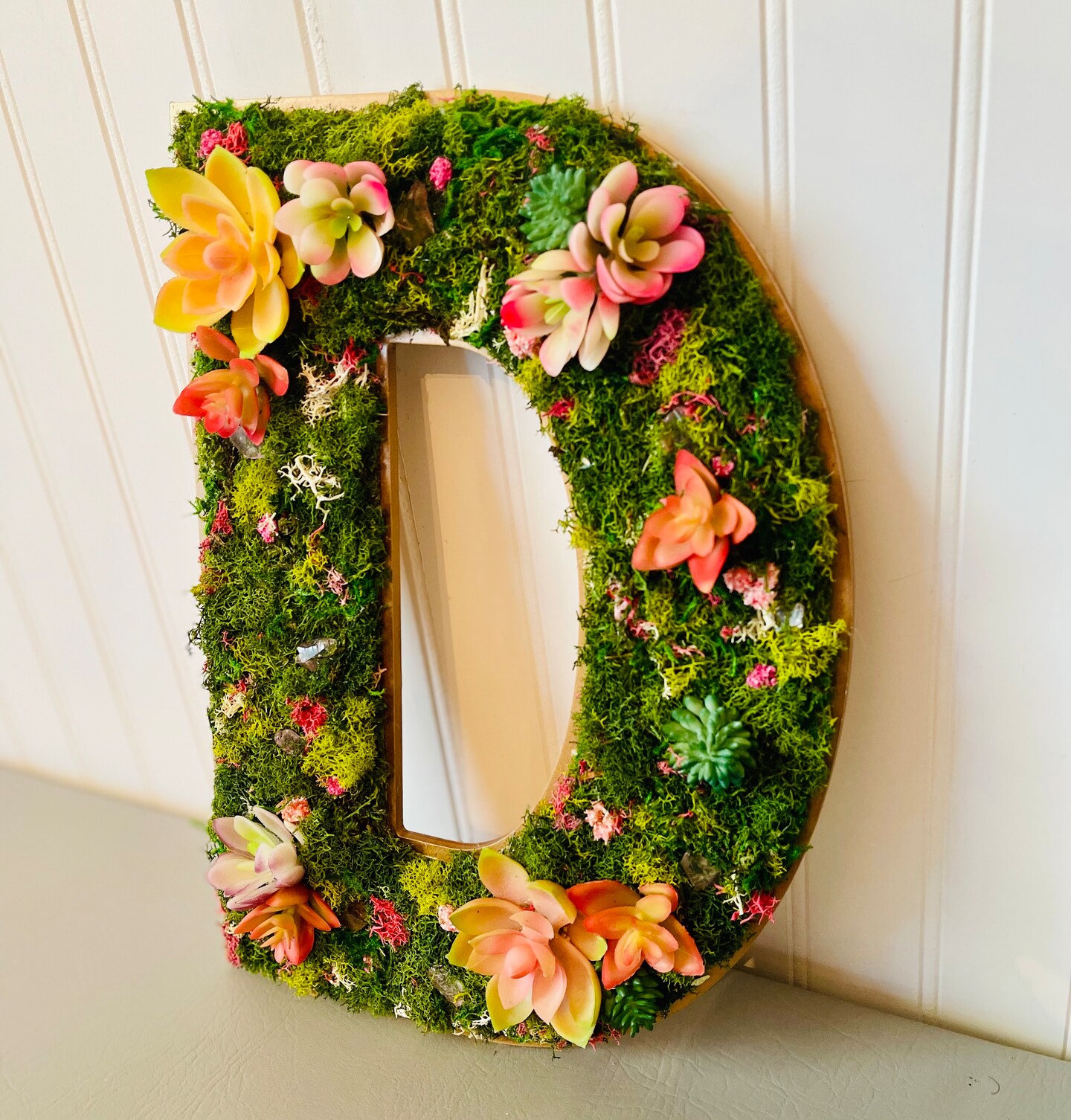 Large Succulent Moss Art Letters, Wood Letters, Succulent Art, Nursery Monogram, Moss Wall Art, Succulent Letters, Floral Decor