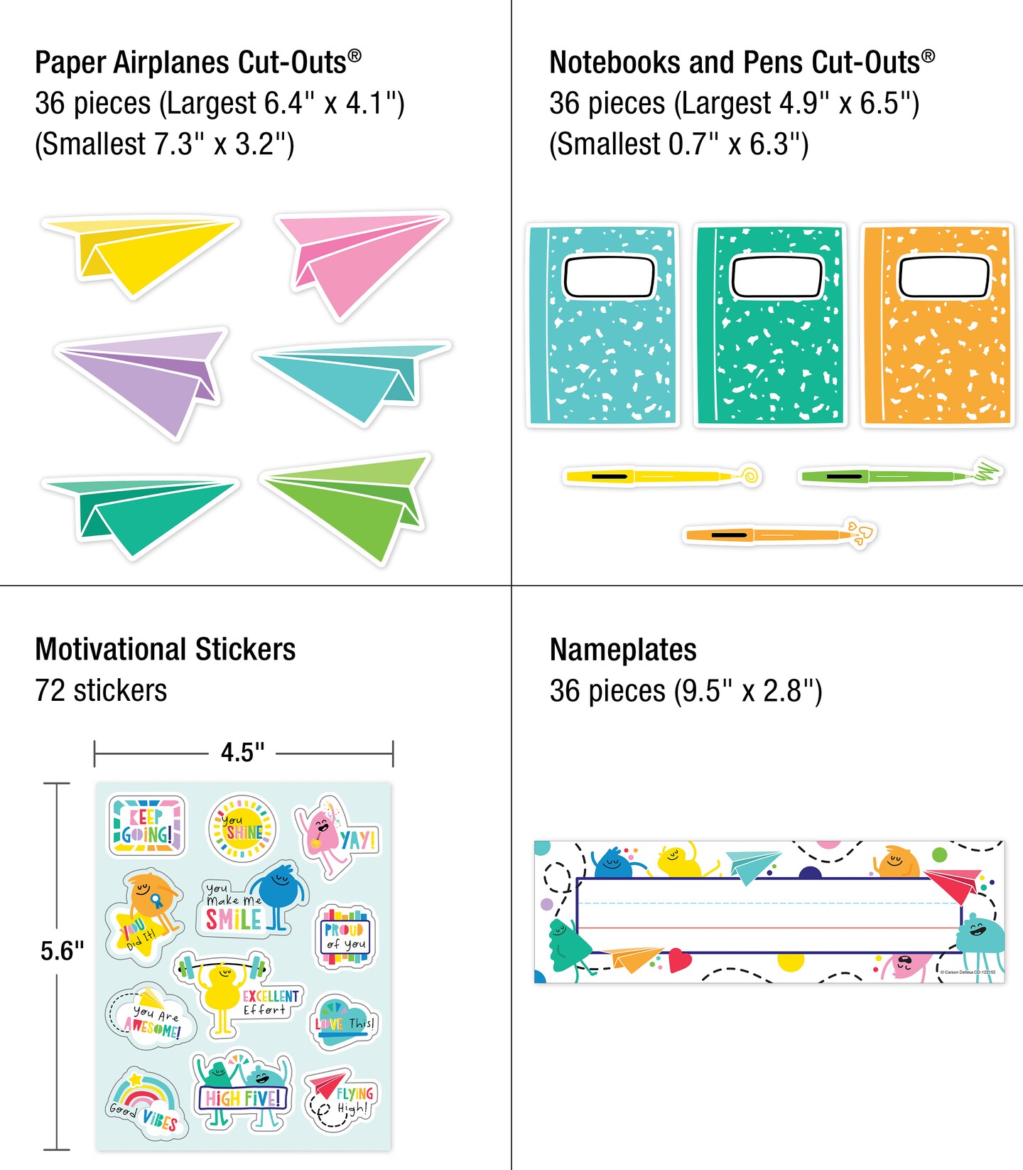 Carson Dellosa Happy Place Classroom Bright Classroom Decor Bundle, Classroom Calendar &#x26; Welcome Bulletin Board, Bulletin Board Letters, Classroom Decor Set, Motivational Poster Set (706 pc)