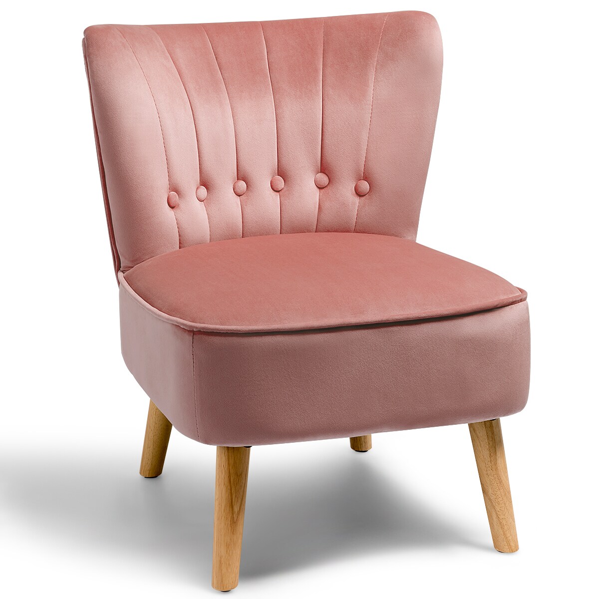 Costway Armless Accent Chair Tufted Velvet Leisure Chair Single Sofa Upholstered BlueGreenPink