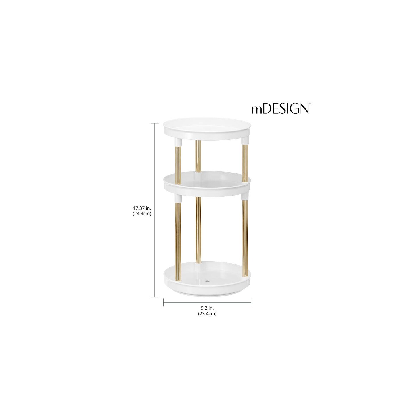 mDesign Spinning 3-Tier Lazy Susan 360 Makeup Organizer Tower