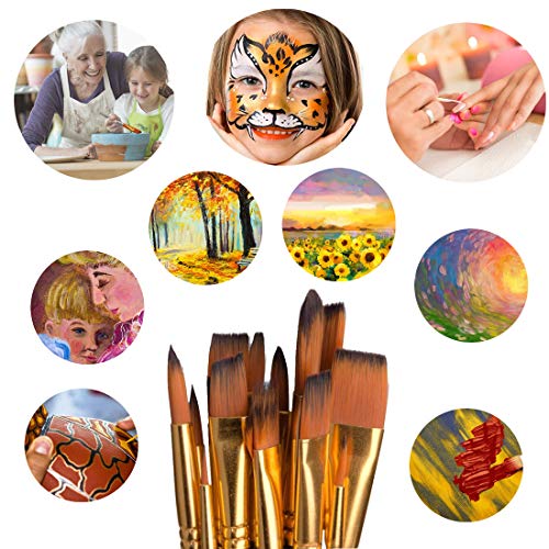 18Pack Oil Paint Brushes Sets Professional Artist Acrylic Brush Kits for Canvas Painting Ceramic - 15 Sizes Brush 1 Standing Organizer 1 Mixing