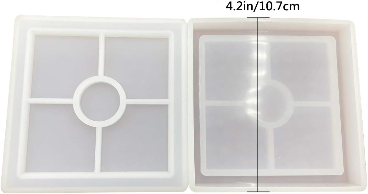 4 Pcs Silicone Coaster Molds, Square Epoxy Casting Molds for Casting with Resin, Concrete, Cement and Polymer Clay, DIY Home Decoration(Square)