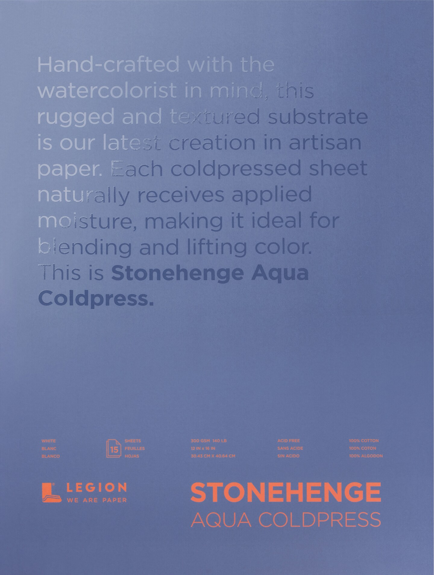 Stonehenge Aqua Block Coldpress Pad 12&#x22;X16&#x22; 15 Sheets/Pkg-White 140lb