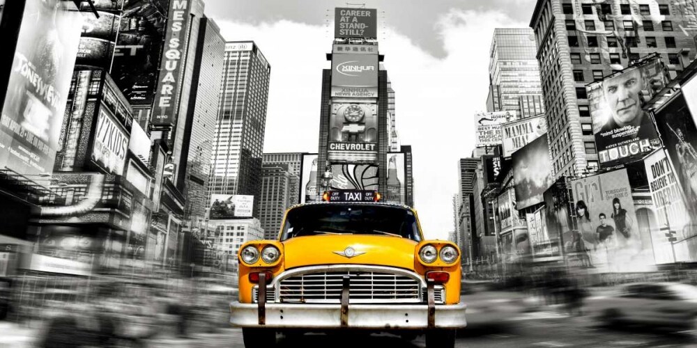 Vintage Taxi in Times Square, NYC Poster Print by Lauren - Item # VARPDX2AP3988
