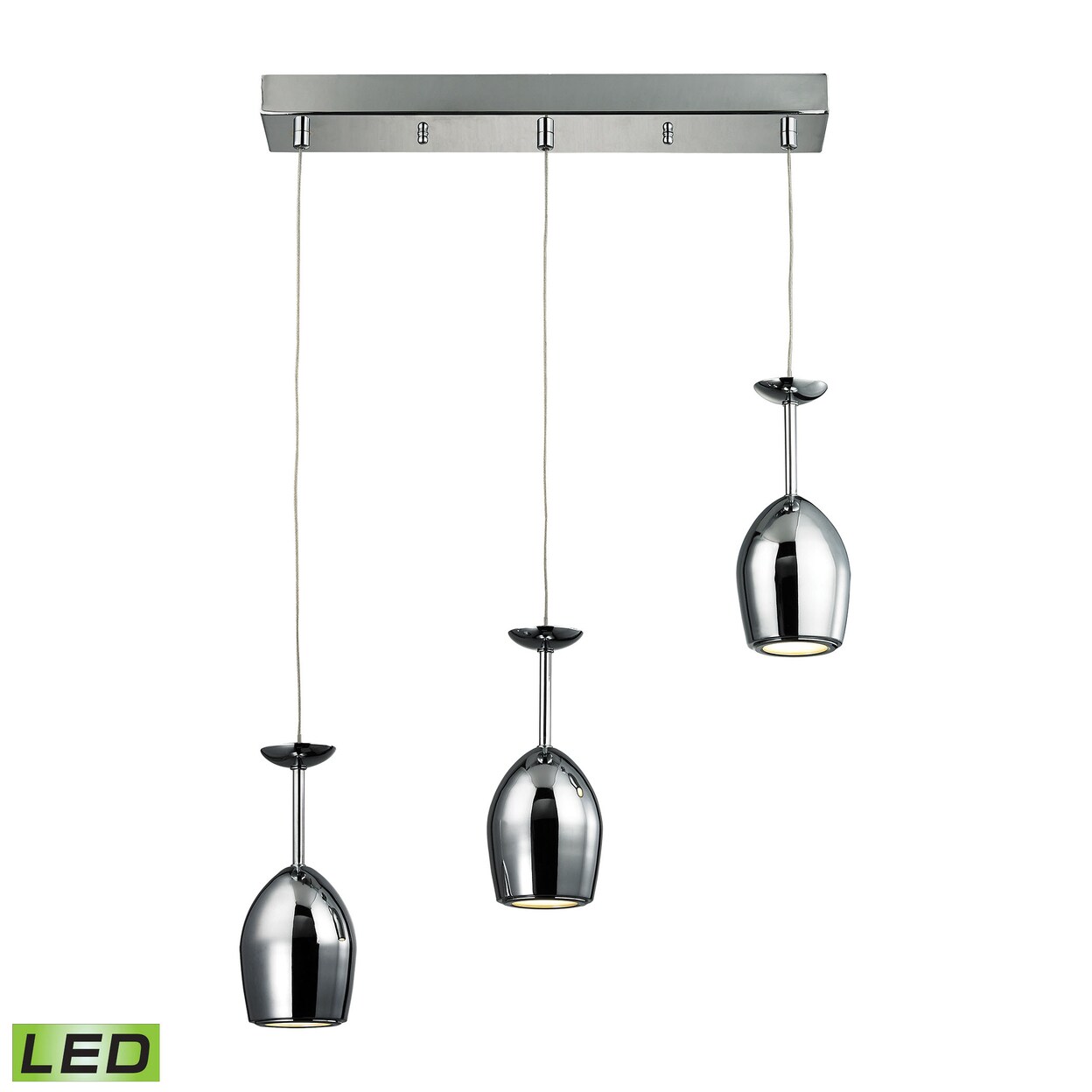 Vasso Chromo 3 Wide 3-Light Mini Pendant - Polished Chrome