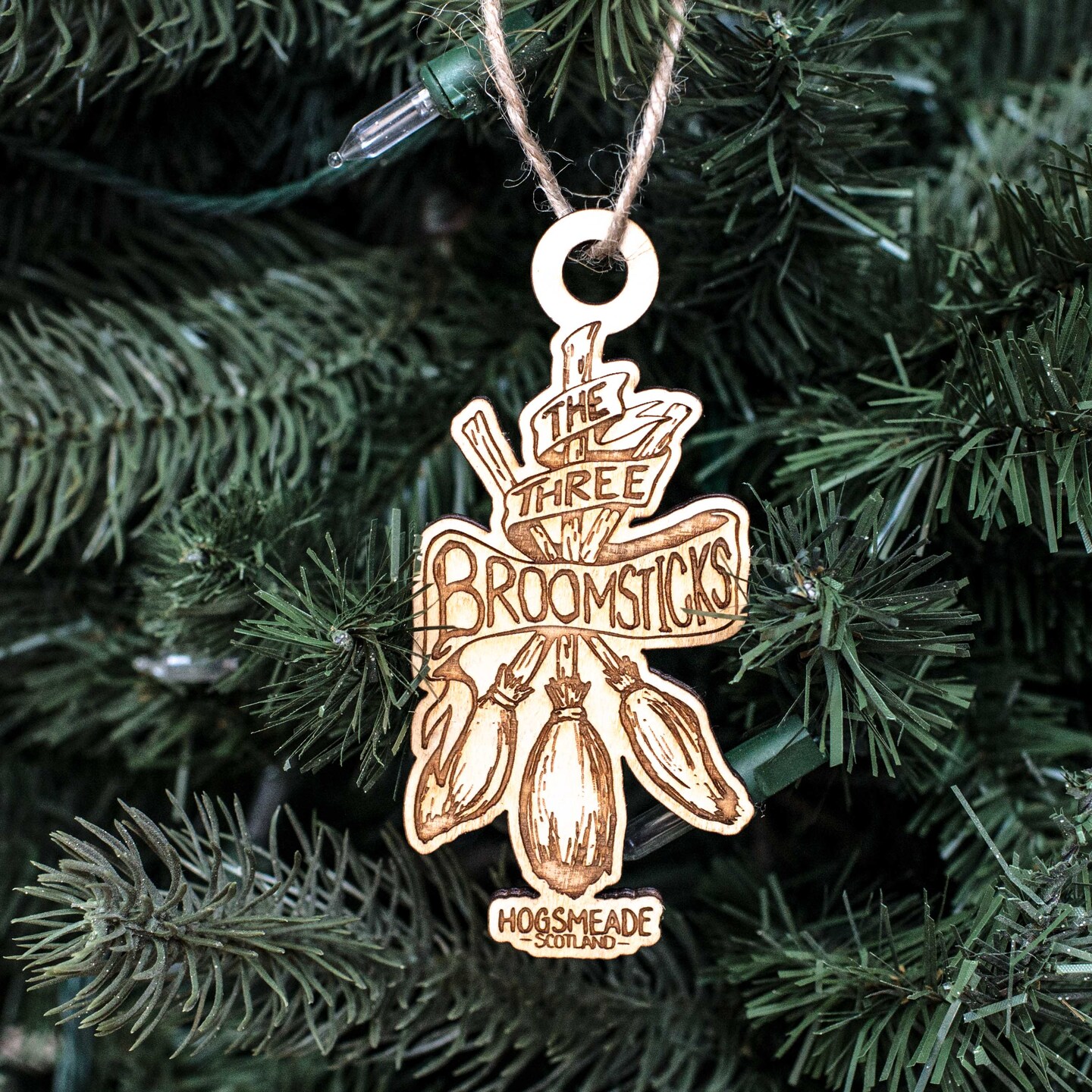 Ornament - The Three Broomsticks - Raw Wood 2x4in Ornament - The Three Broomsticks - Raw Wood 2x4in