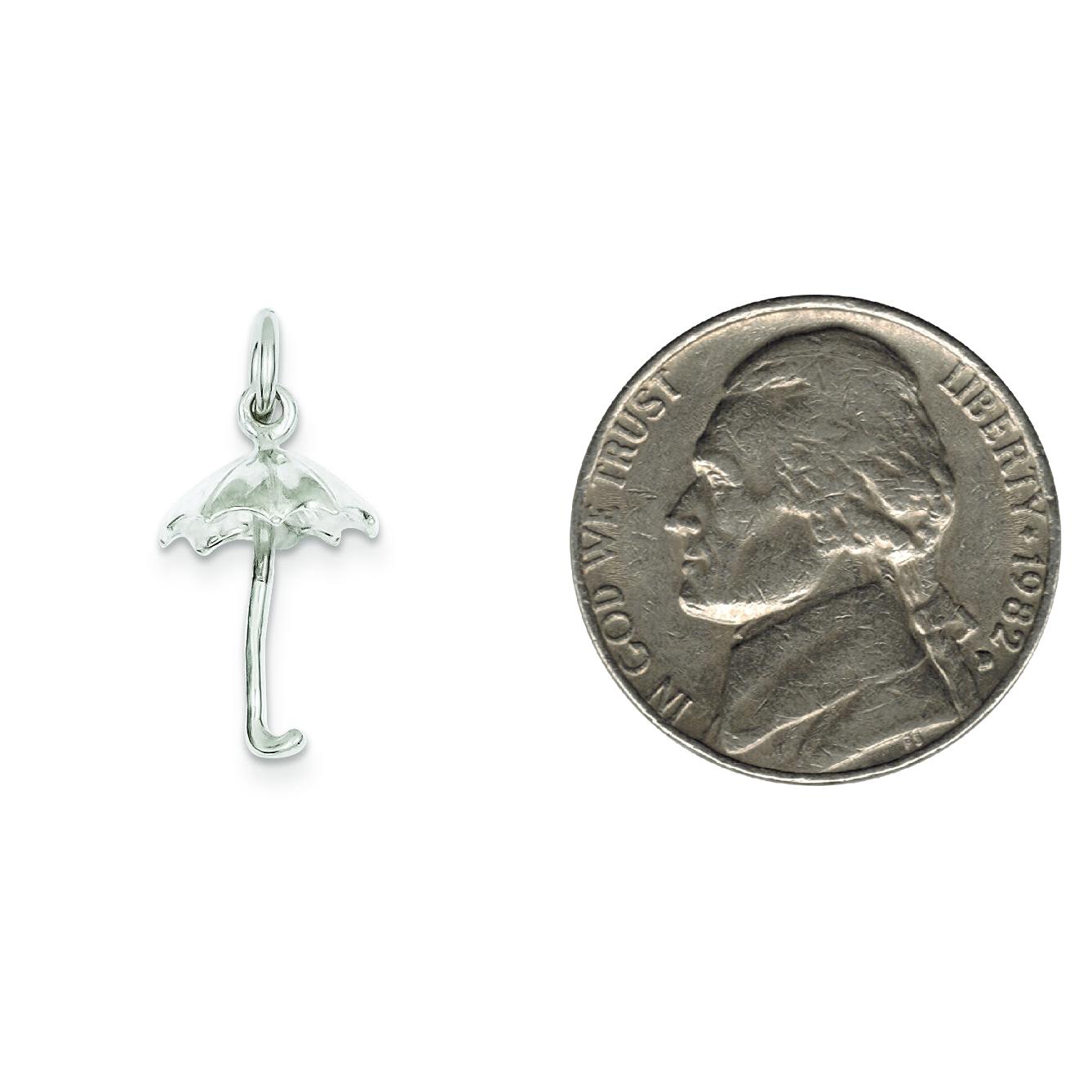 Sterling Silver Umbrella Charm Pendant Jewelry 25mm x 12mm