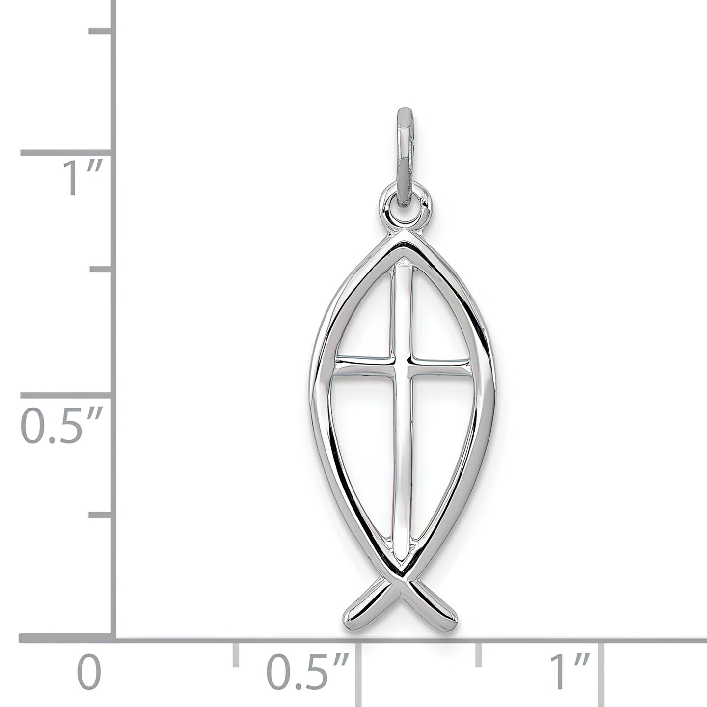 Sterling Silver Ichthus Fish Charm Jewerly 24mm x 10mm
