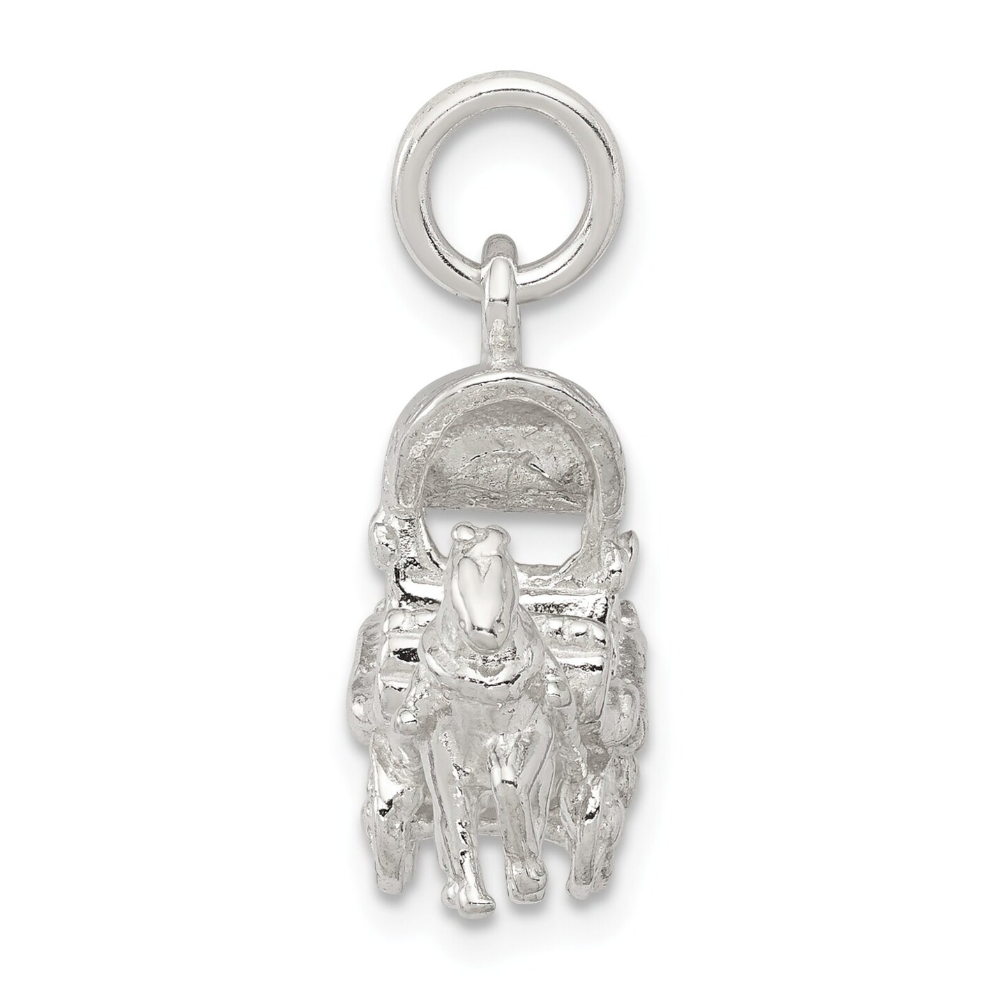 Sterling Silver Horse &#x26; Carriage Charm Pendant Jewelry 18mm x 24mm