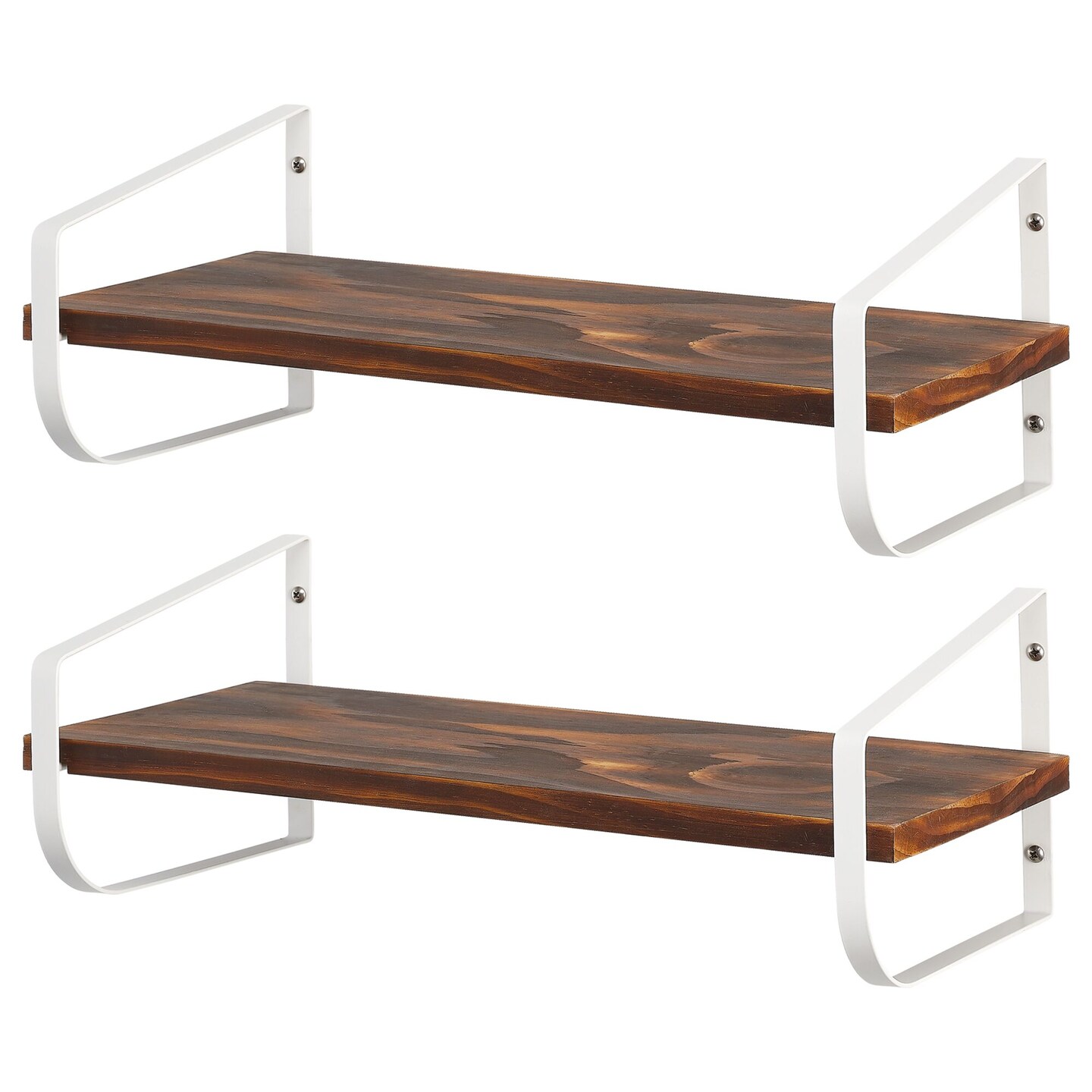 mDesign Metal Wall Mount Storage Organizer Display Shelf - Black/Wood