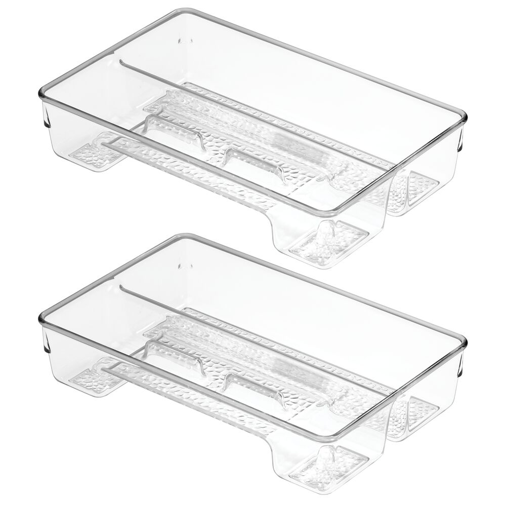 mDesign Plastic Toothbrush Holder, Bathroom Drawer Storage Bin, 2 Pack