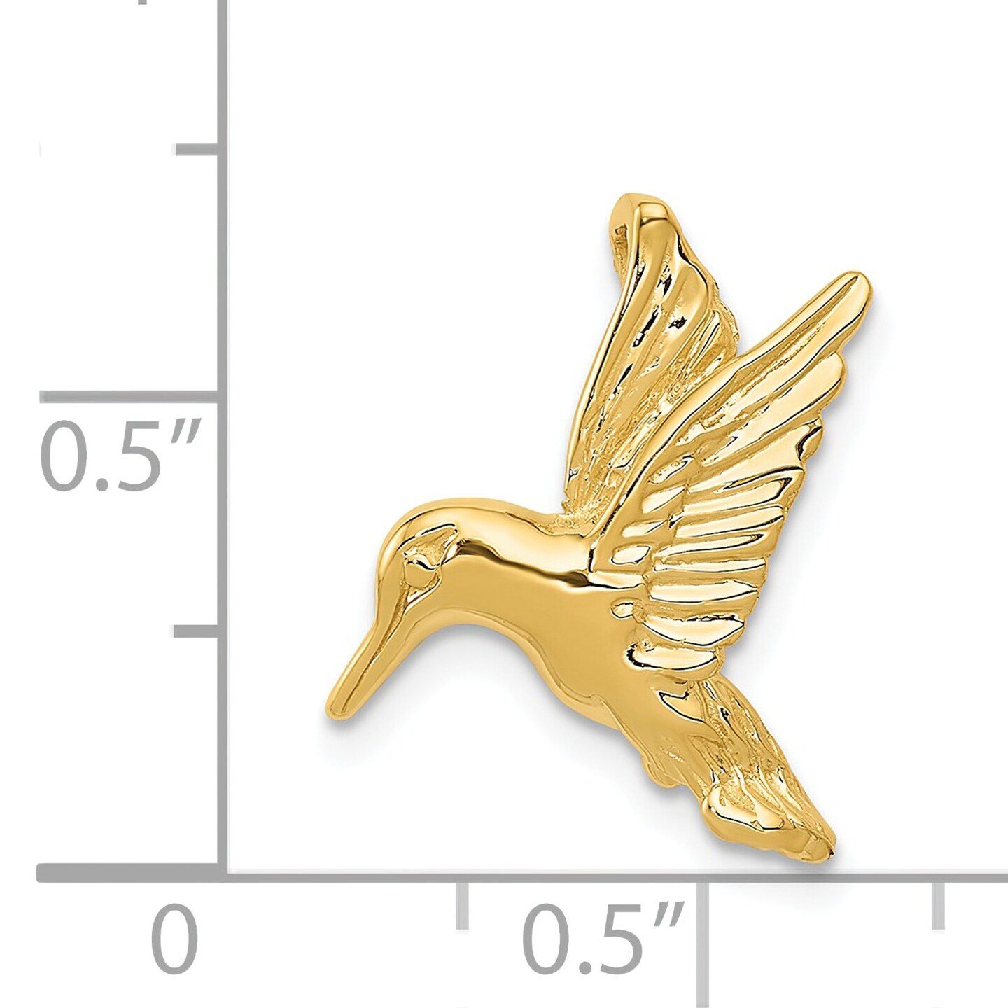 14K Yellow Gold Hummingbird Slide Pendant Jewelry 19.2mm x 20.3mm