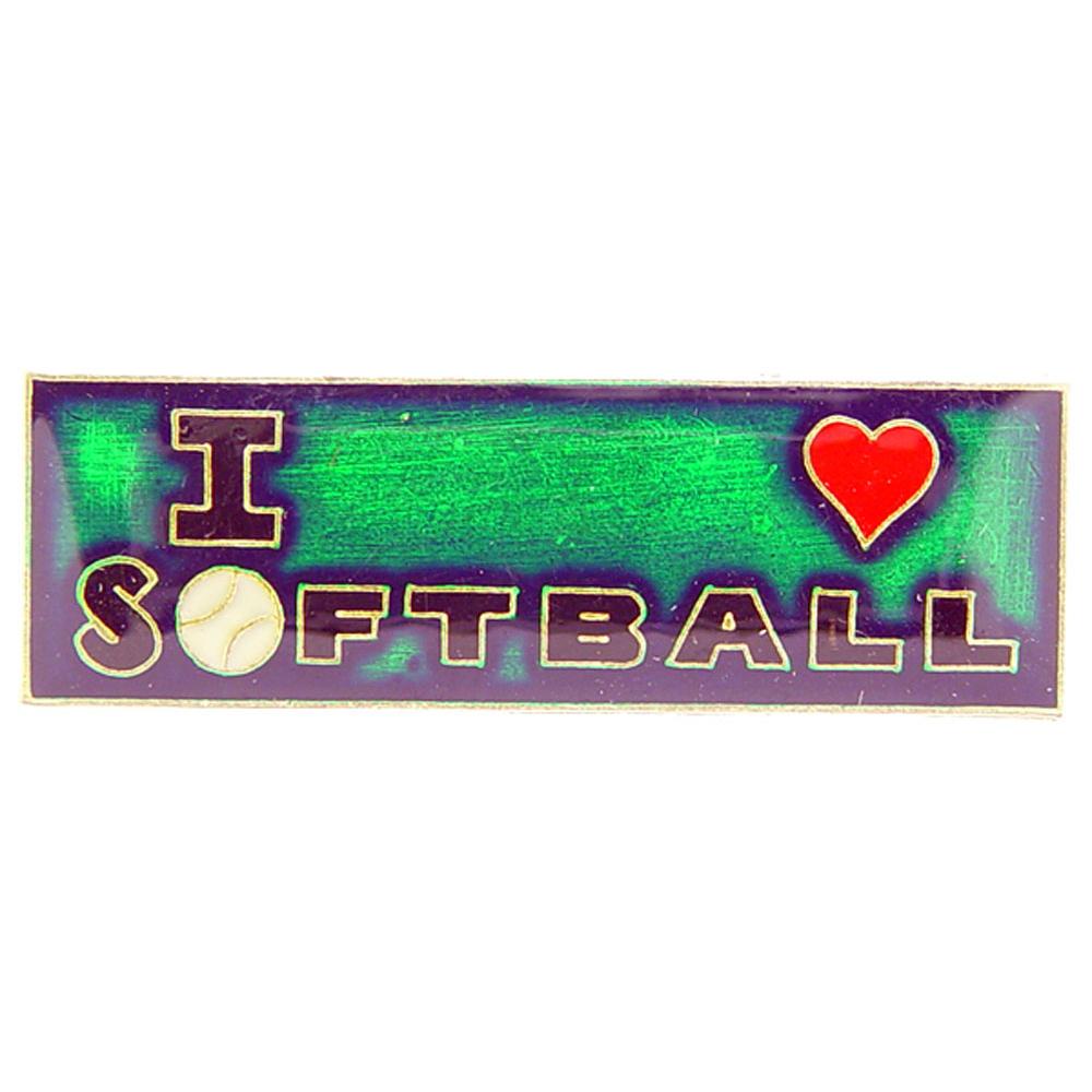 I Love Softball Pin 1&#x22;
