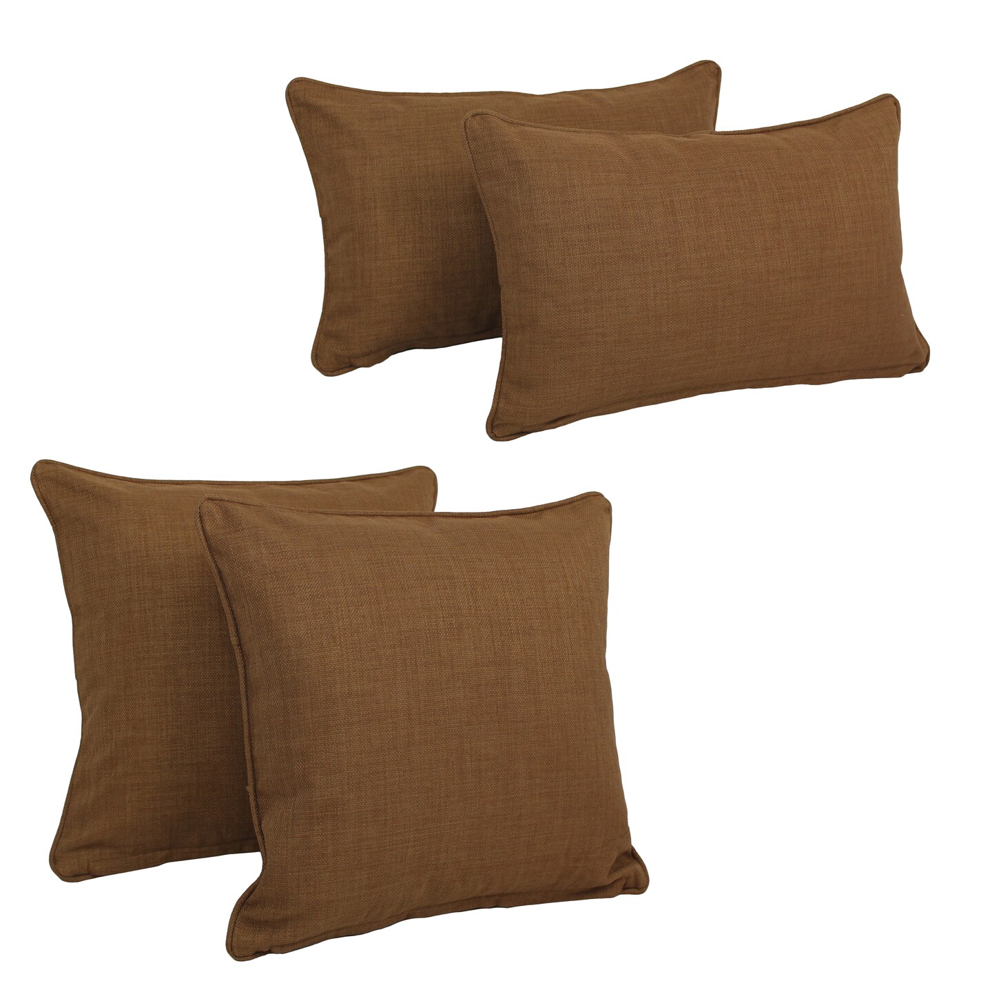 Blazing Needles Indoor/Outdoor Spun Polyester Throw Pillows (Set of 4) - Mocha