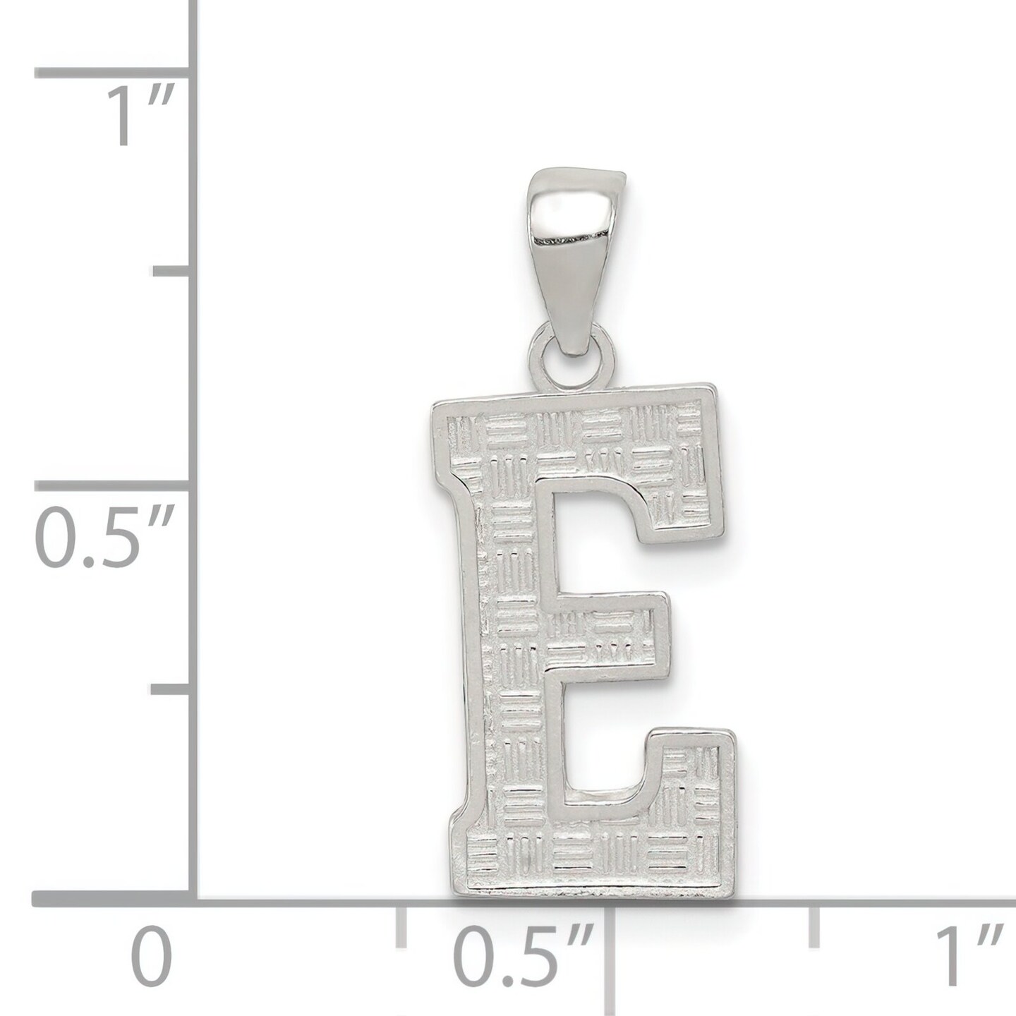 Sterling Silver Initial Letter E Charm Pendant Jewelry 25mm x 9mm