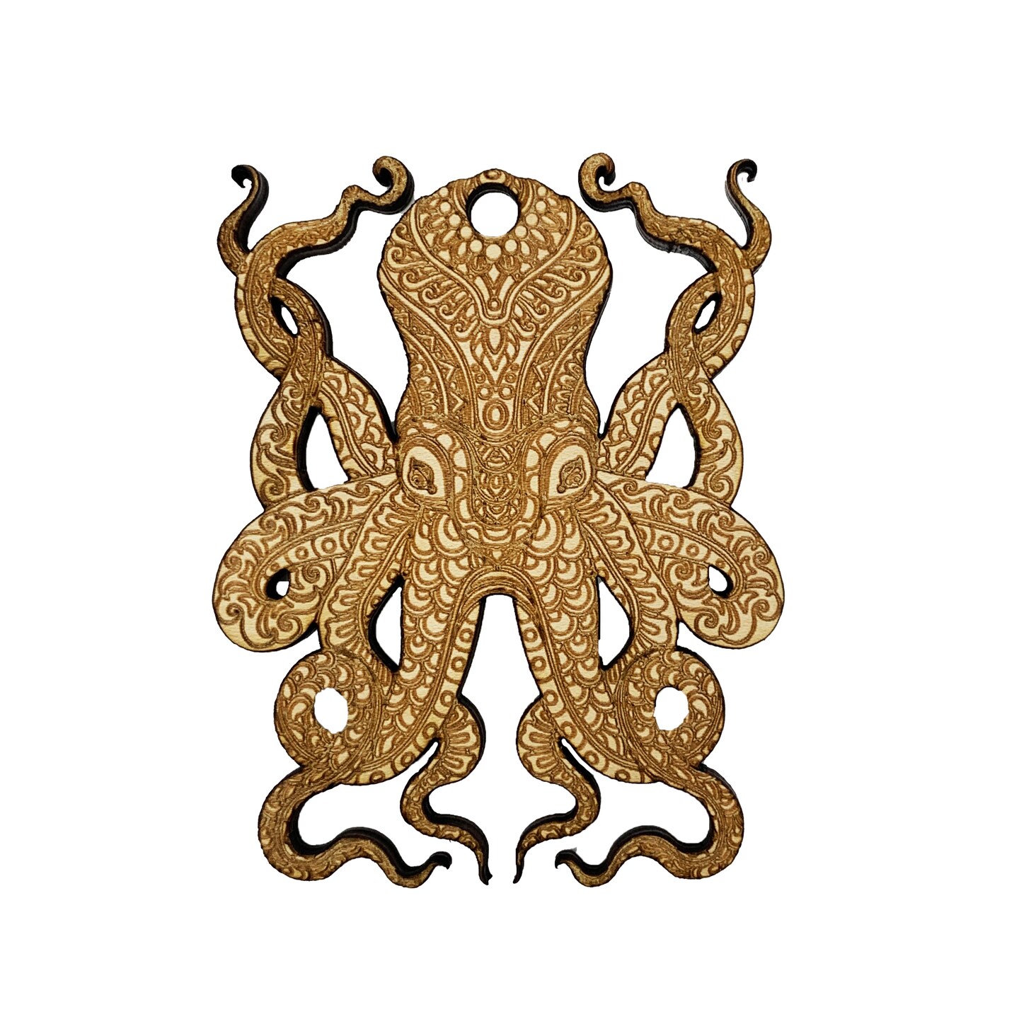 Ornament - Octopus - Raw Wood Ornament - Octopus - Raw Wood