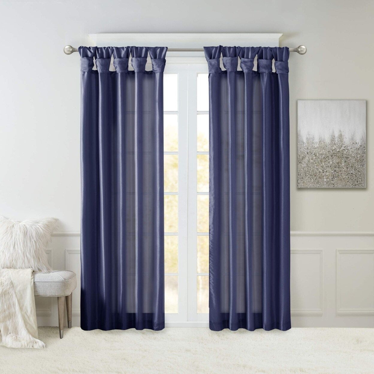 Madison Park Emilia Twist Tab Lined Window Curtain 84" Panel