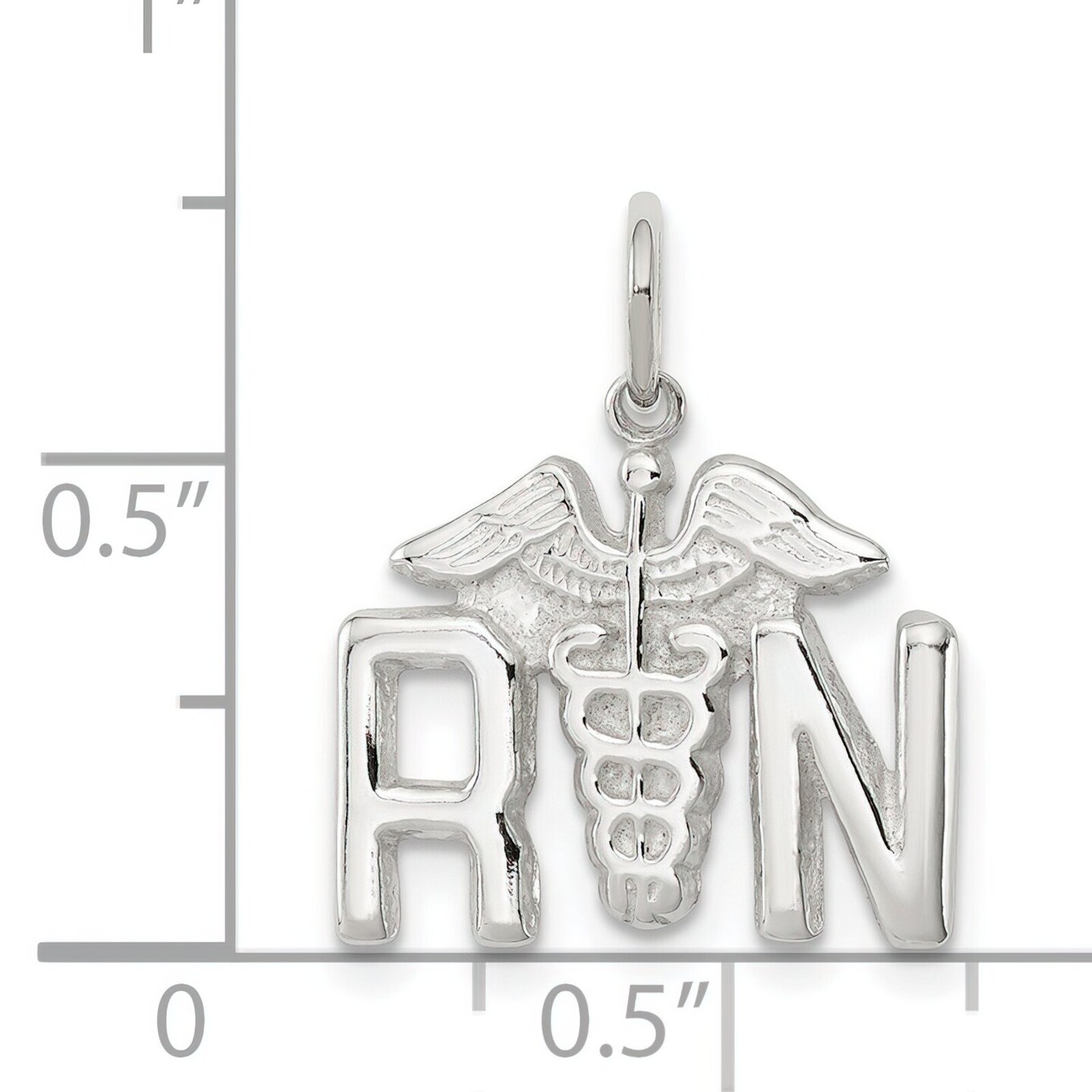 Sterling Silver RN Caduceus Charm Pendant Jewelry 16mm x 18mm