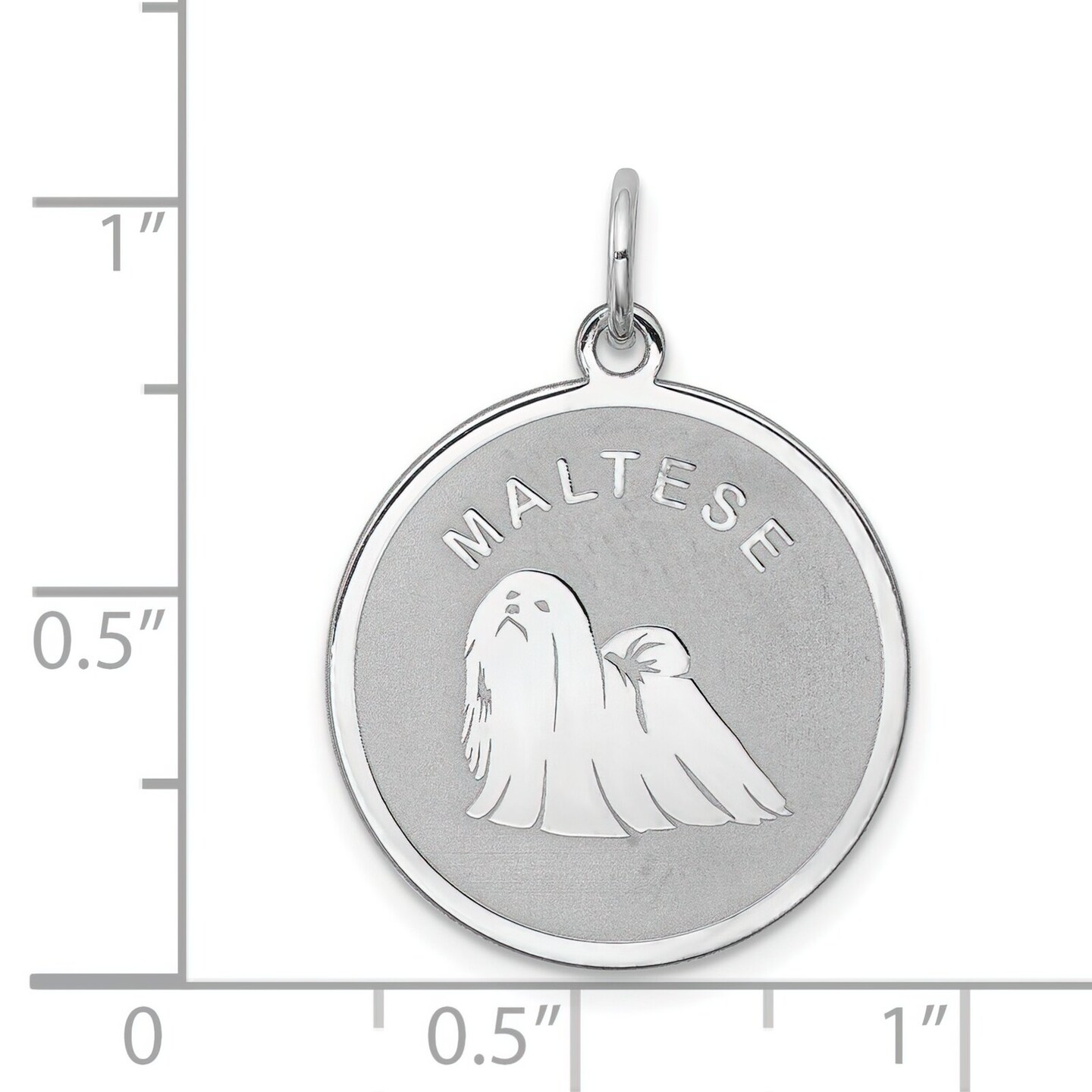 Sterling Silver Maltese Disc Charm Pendant Jewelry 26mm x 19mm