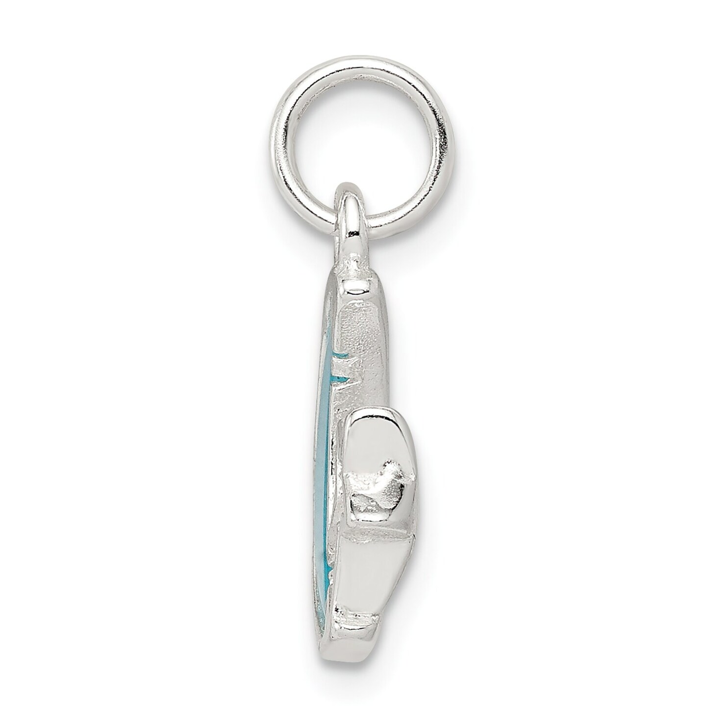 Sterling Silver Blue Enamaled Moon & Star Charm Pendant Jewerly 20mm x 13mm