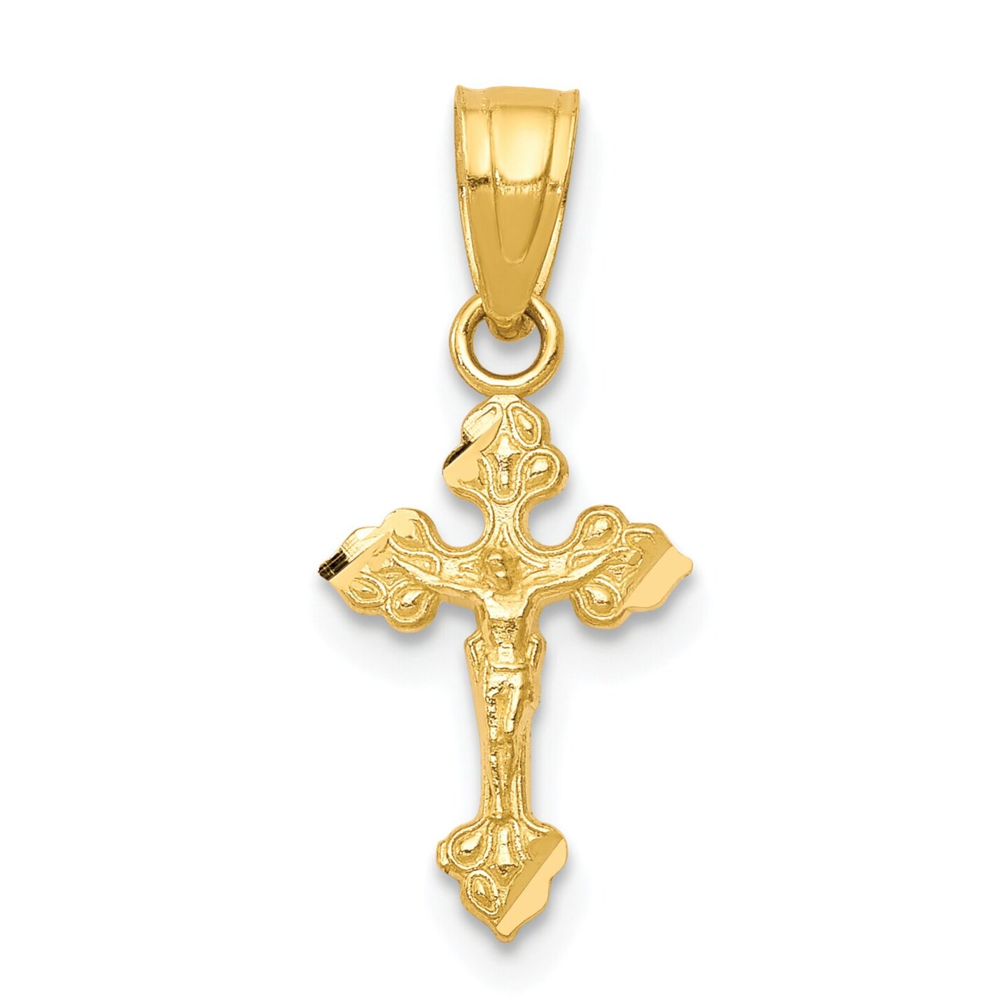 10K Gold Tiny Crucifix Pendant Charm Jewelry 18 x 9mm