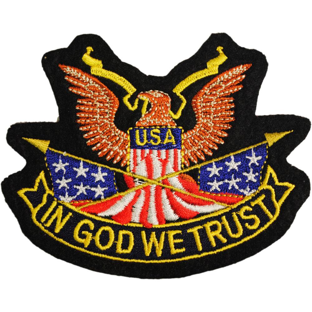 American Eagle In God We Trust Patch Black &#x26; Yellow 3&#x22;