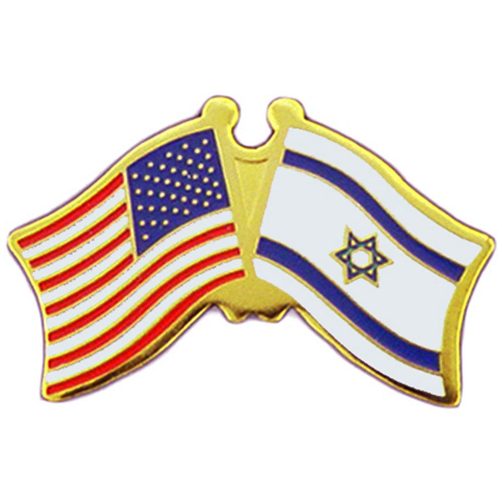 American &#x26; Israel Flags Pin 1&#x22;