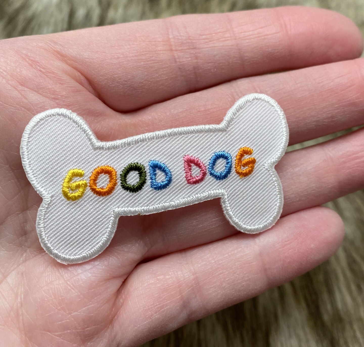 Good Dog Bone, Embroidered, Iron on Patch