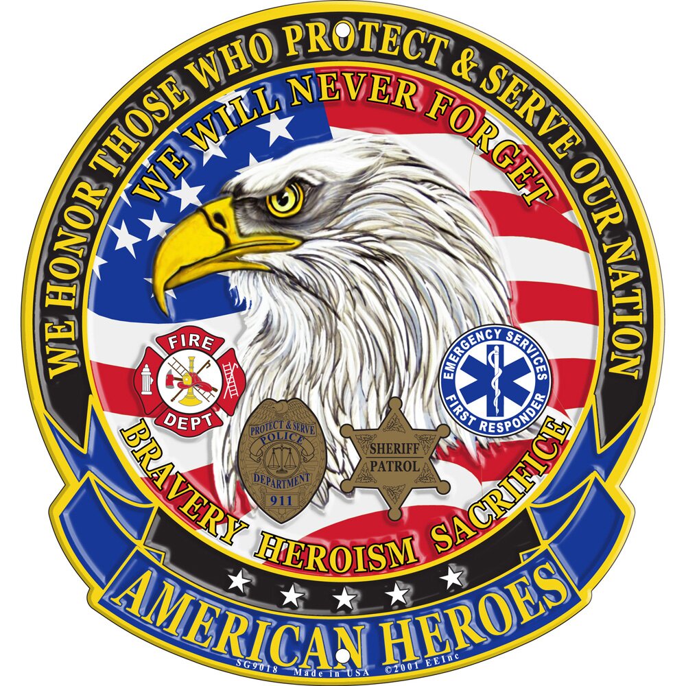 U.S. Public Service American Heroes Aluminum Round Wall Sign 12".