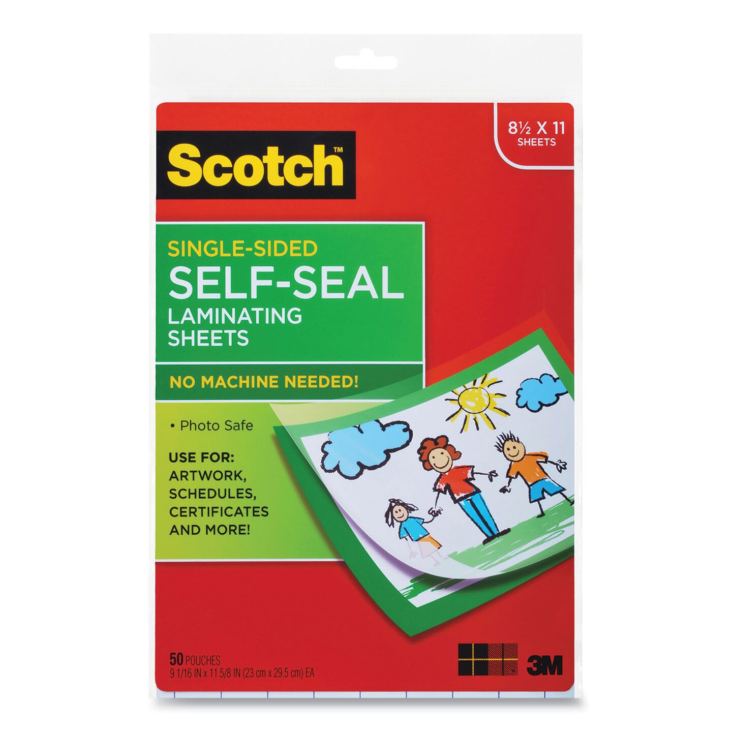 Self-Sealing Laminating Sheets, 6 mil, 9.06 x 11.63, Gloss Clear, 50/Pack